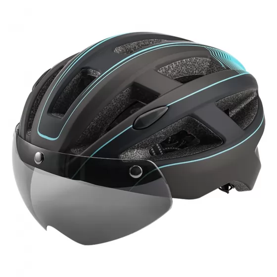 Outdoor Sports Bicycle Helmet with Rear LED Lights Magnetic Goggles Bike Riding Helmet