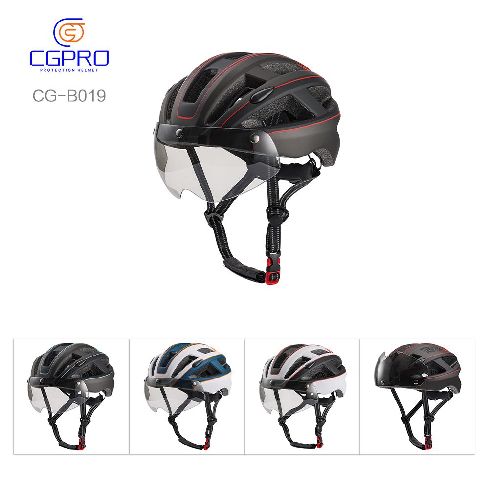 Outdoor Sports Bicycle Helmet with Rear LED Lights Magnetic Goggles Bike Riding Helmet